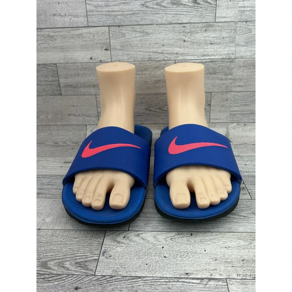 Nike Kawa Slides Women Sz 8 Royal Blue Pink Solarsoft Sandal 819352-404
